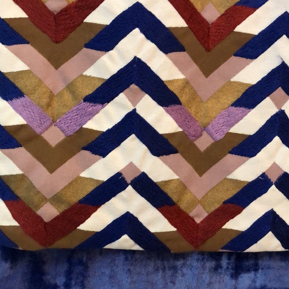 NWT West Elm set of 2 pillow covers- 1 blue velvet and 1 patterned. Covers only. - Picture 7 of 8